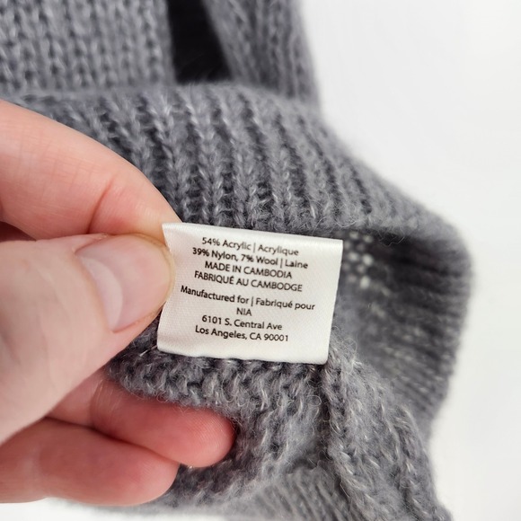 NIA Grey‎ Wool Blend Knit Cardigan Womens Plus Size Scandi Chic Maximalism Boxy - Picture 7 of 8